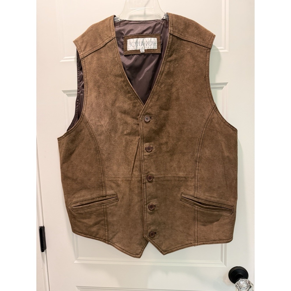Joshua Ross Vintage Leather Vest Dark Brown Suede 2XLT